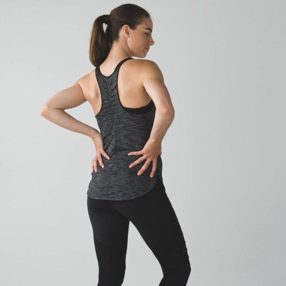 Lululemon Tank Top Womens 4 Heathered Black What The Sport Singlet II Active - Picture 1 of 13